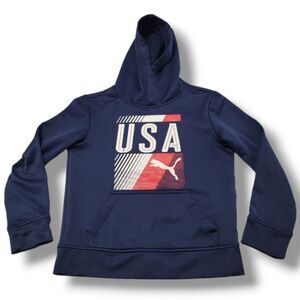 PUMA Sweatshirt Size Small (8) Youth Kids Puma USA Graphic Print Pullover Hoodie